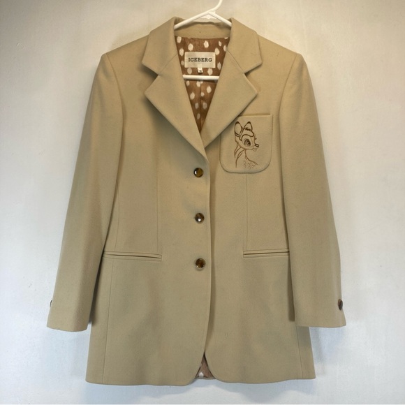 Iceberg Jackets & Blazers - ICEBERG Vintage Disney Bambi Jacket Blazer Coat Cashmere Wool Beige Size 38